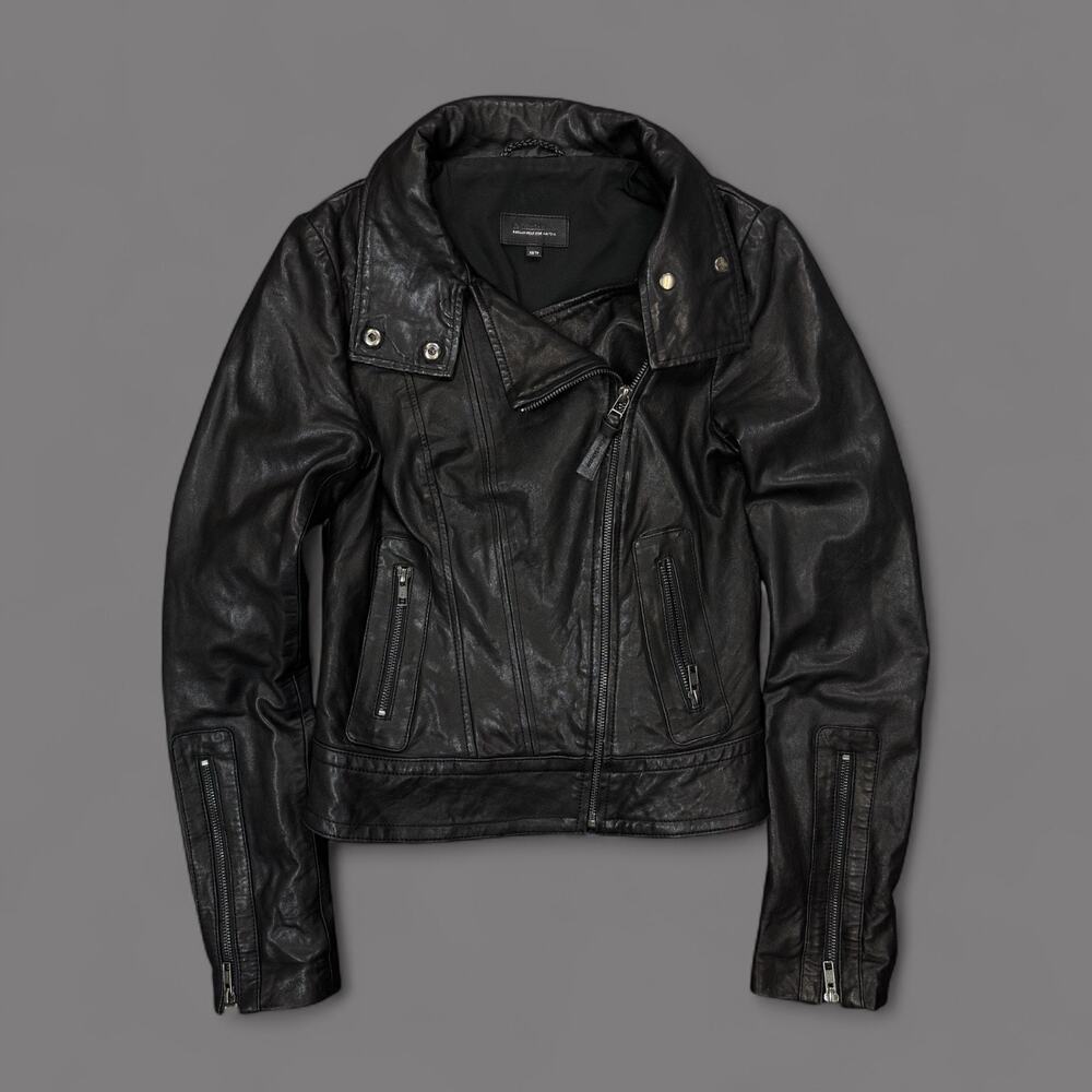 Mackage for Aritzia XS women’s black genuine LAMBSKIN motorcycle leather jacket